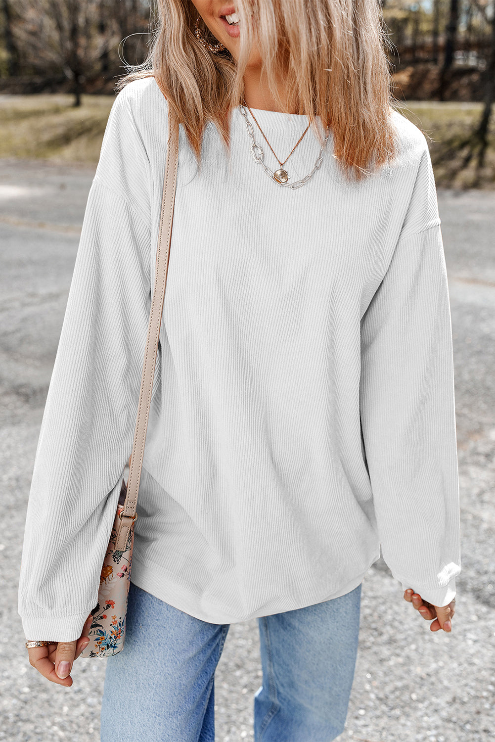 Orange JOLENE Ribbed Corded Oversized Sweatshirt