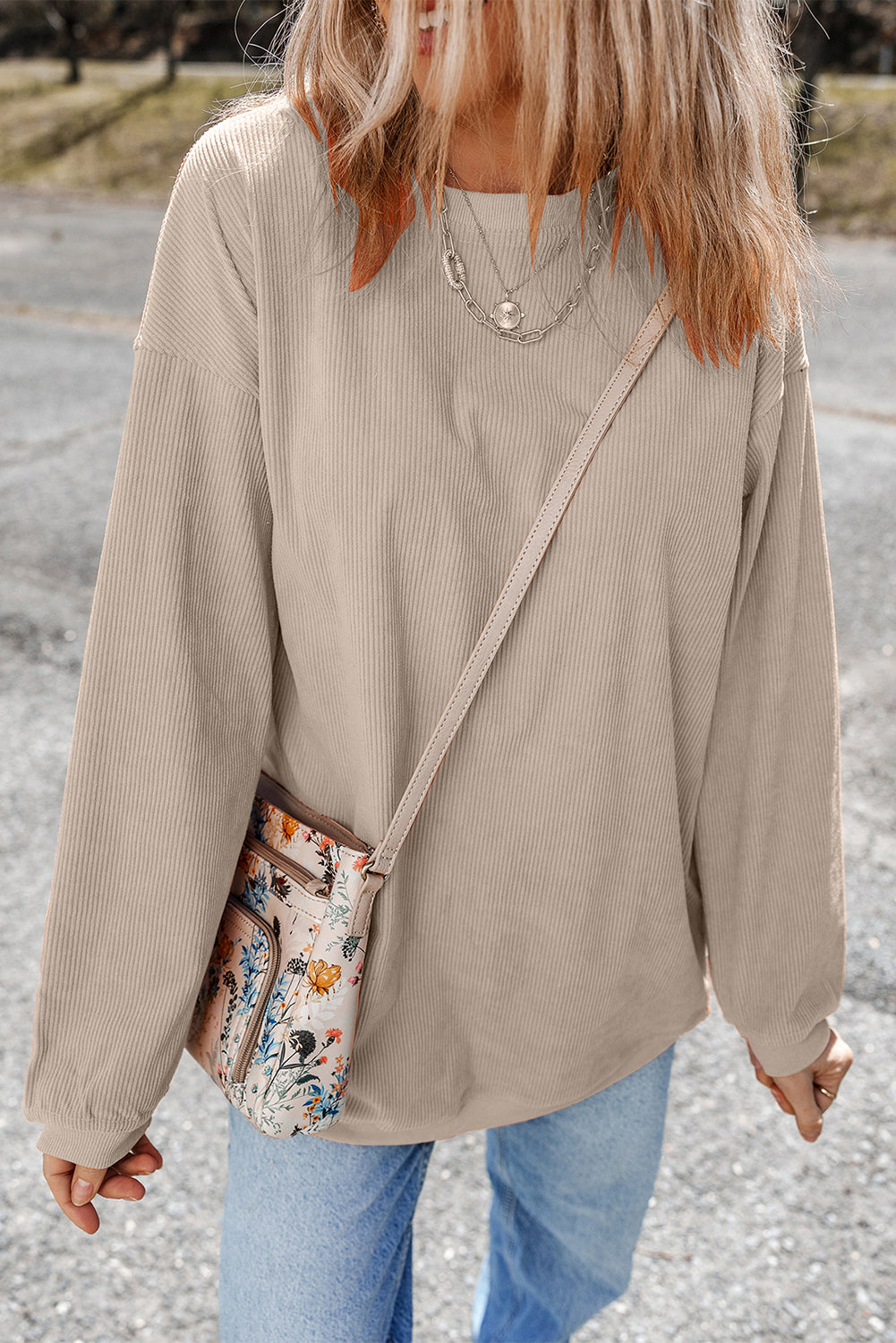 Orange JOLENE Ribbed Corded Oversized Sweatshirt