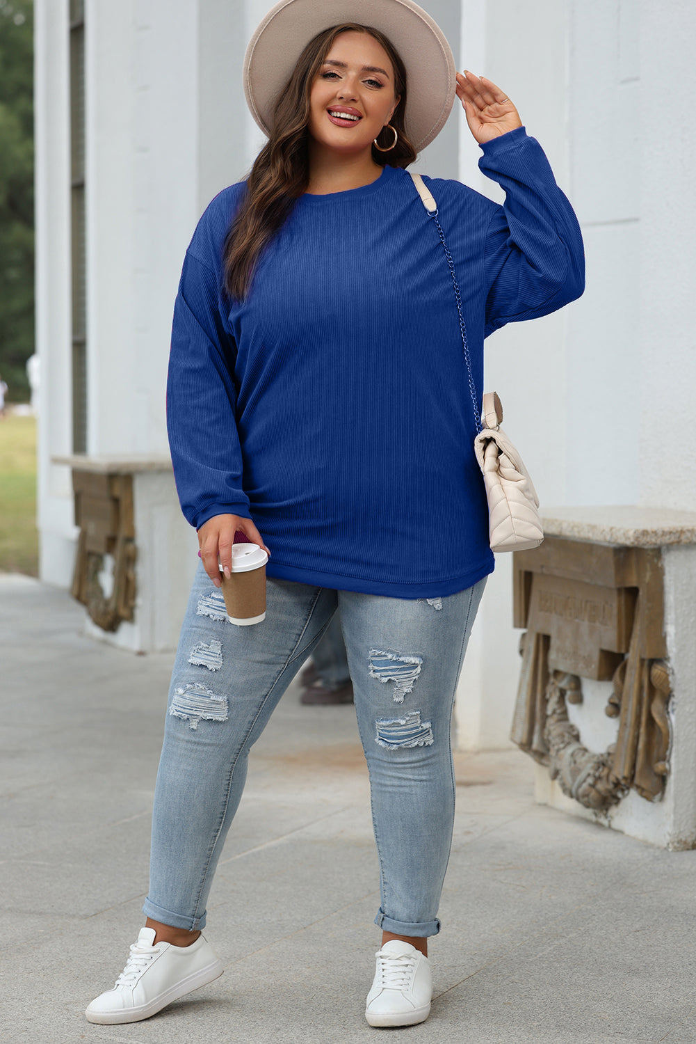 Orange JOLENE Ribbed Corded Oversized Sweatshirt