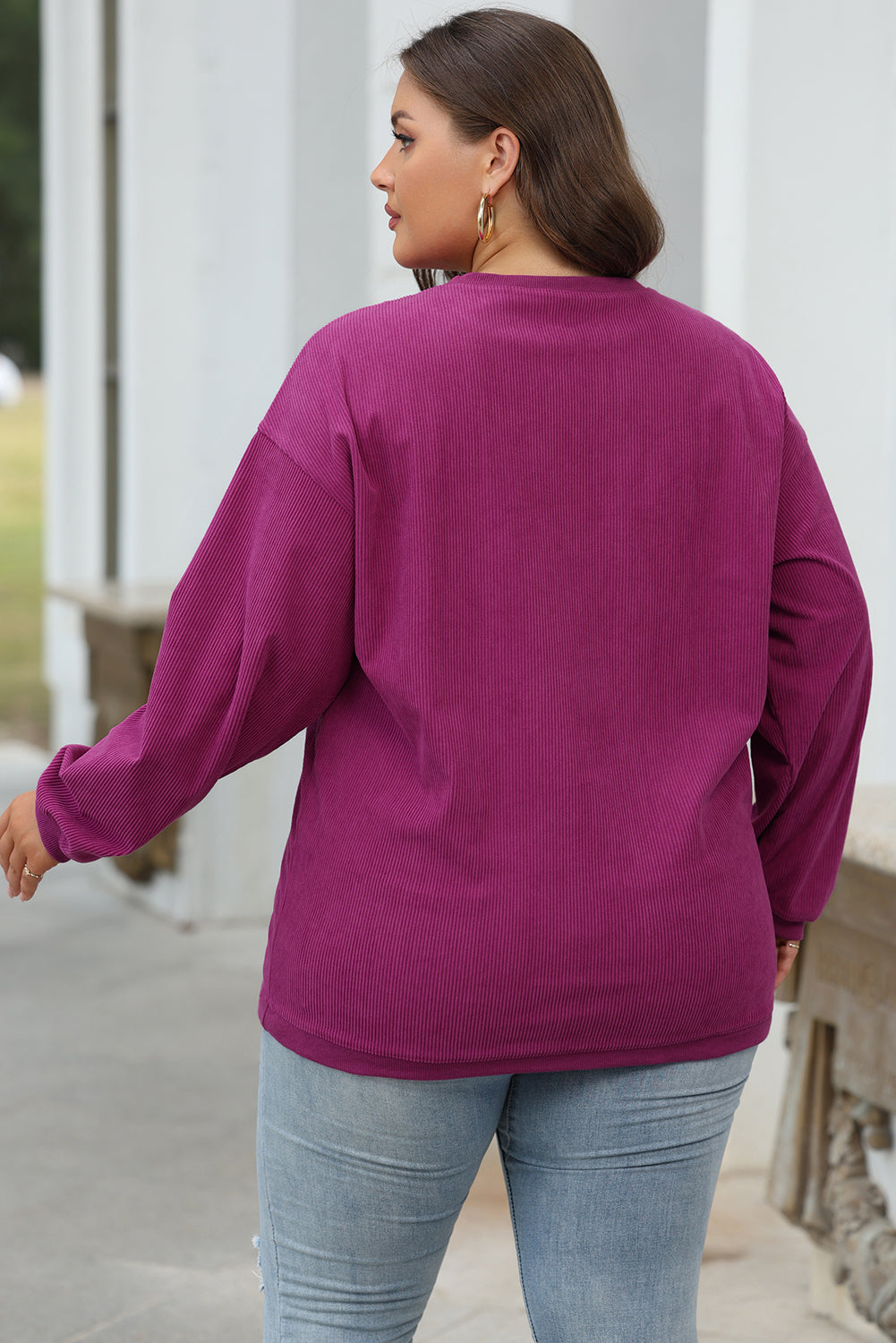 Orange JOLENE Ribbed Corded Oversized Sweatshirt
