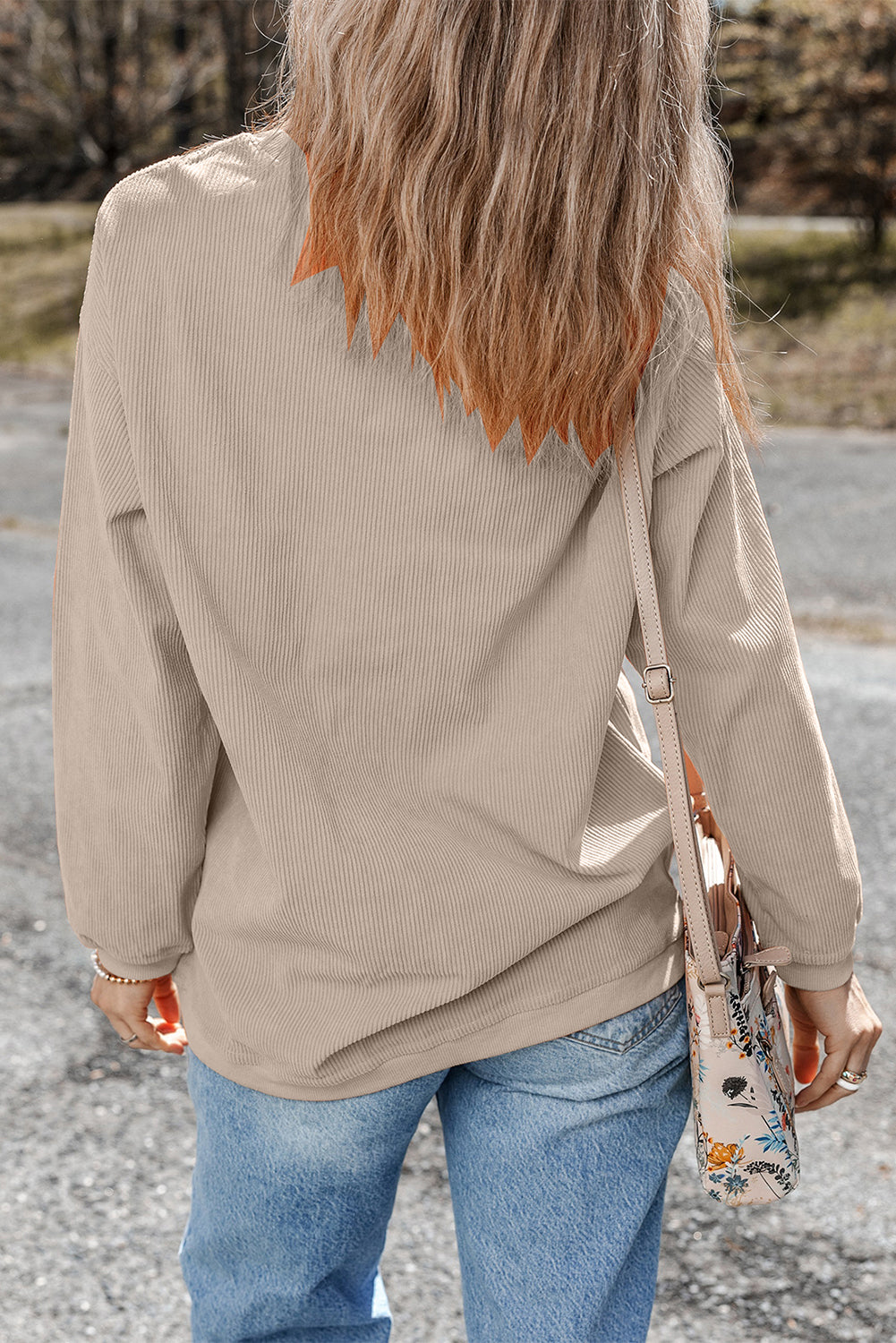 Orange JOLENE Ribbed Corded Oversized Sweatshirt