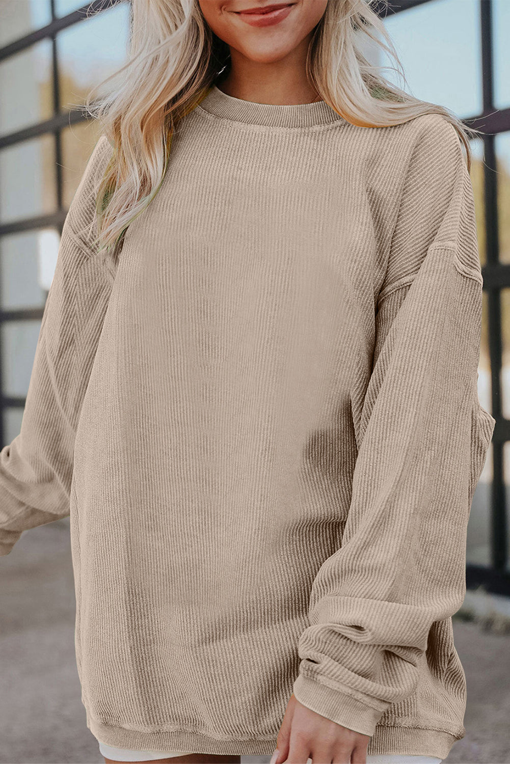 Orange JOLENE Ribbed Corded Oversized Sweatshirt