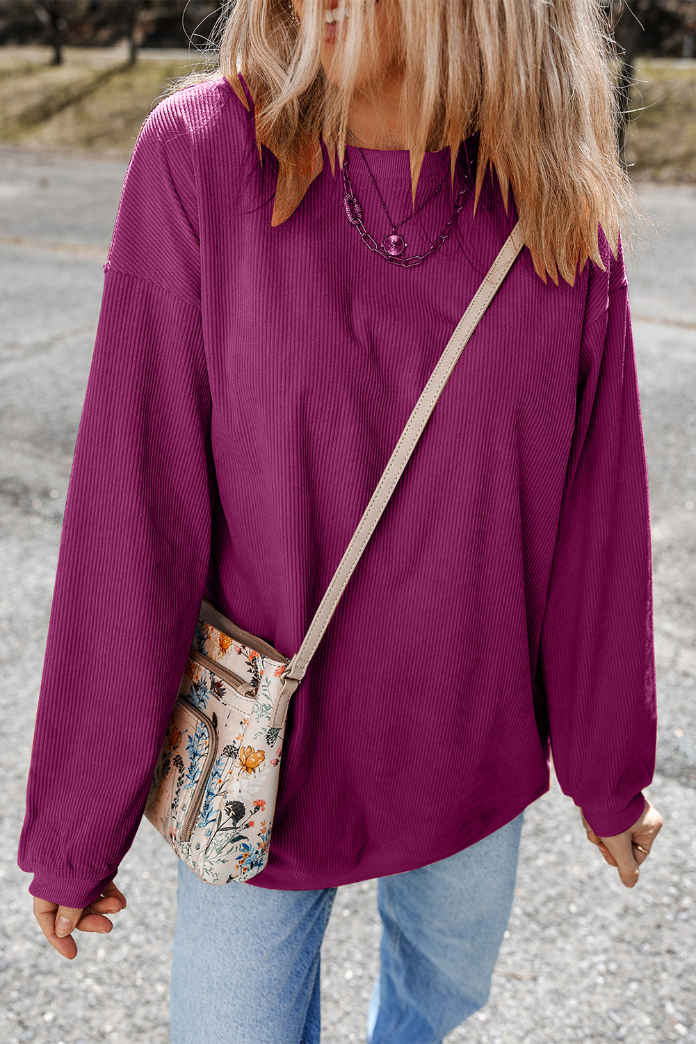 Orange JOLENE Ribbed Corded Oversized Sweatshirt