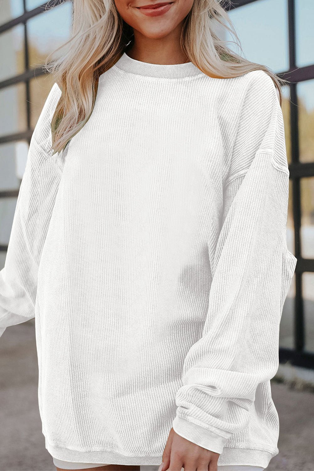 Orange JOLENE Ribbed Corded Oversized Sweatshirt