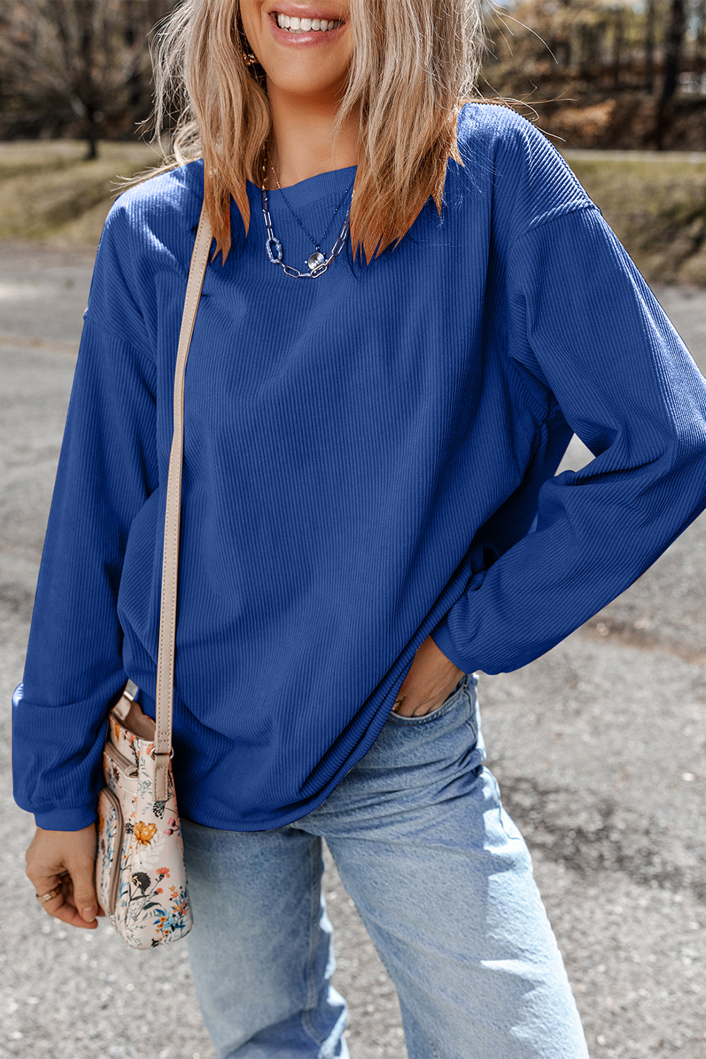 Orange JOLENE Ribbed Corded Oversized Sweatshirt