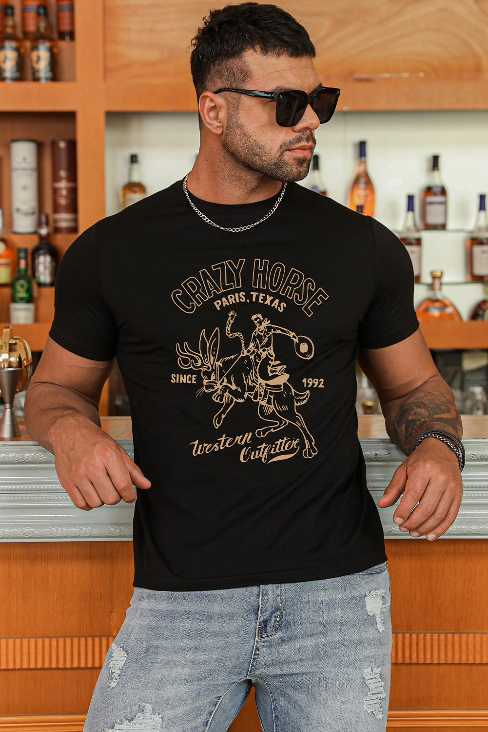 Letter Print Sheath Short Sleeve Men's T Shirt