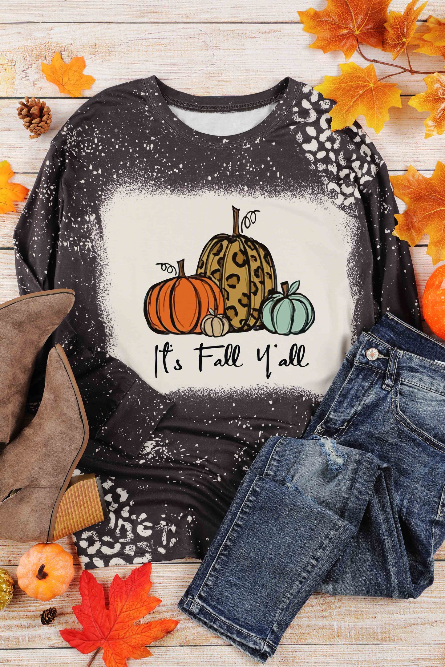 Retro Bleached Leopard Spot Pullover