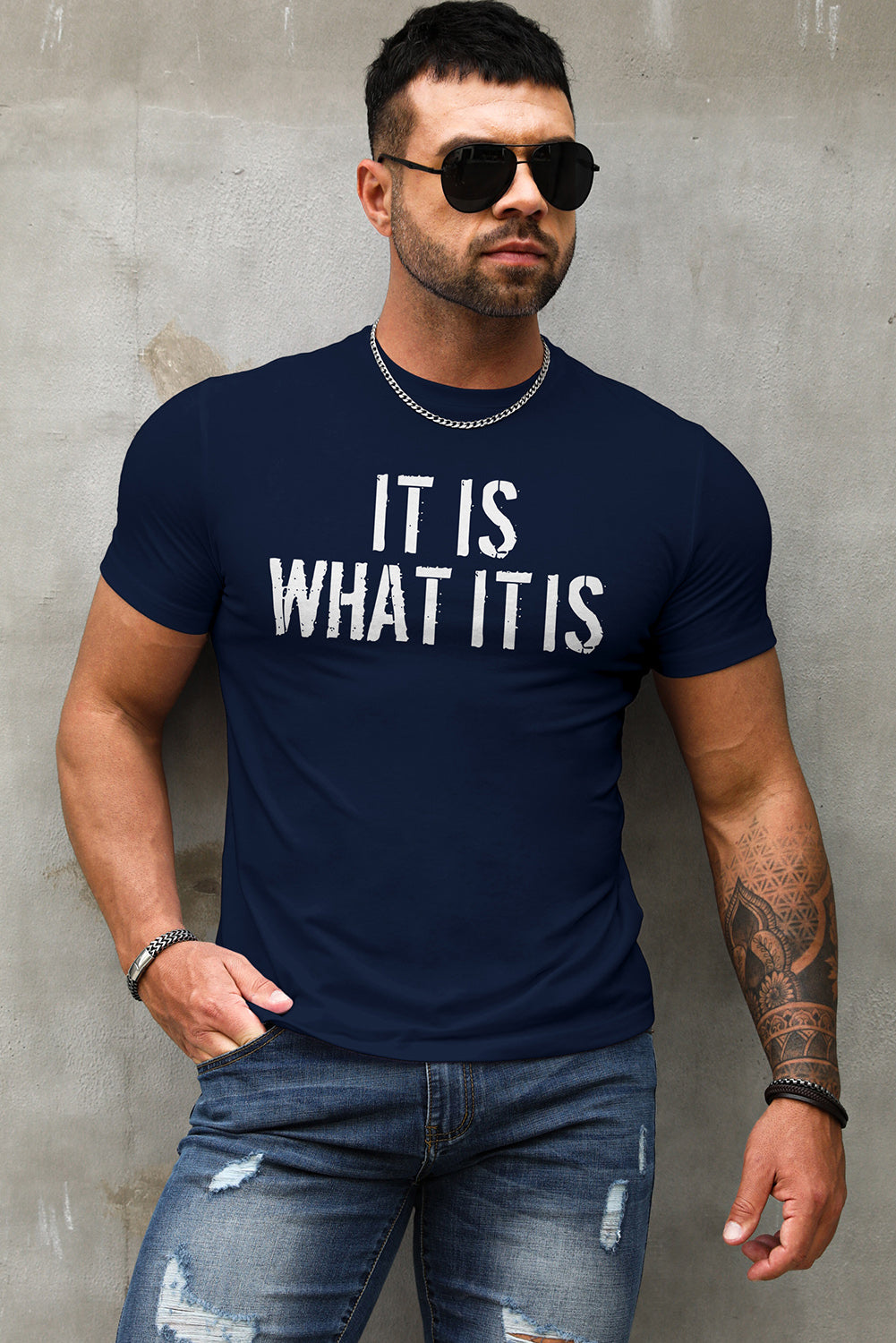 Letter Print Sheath Short Sleeve Men's T Shirt