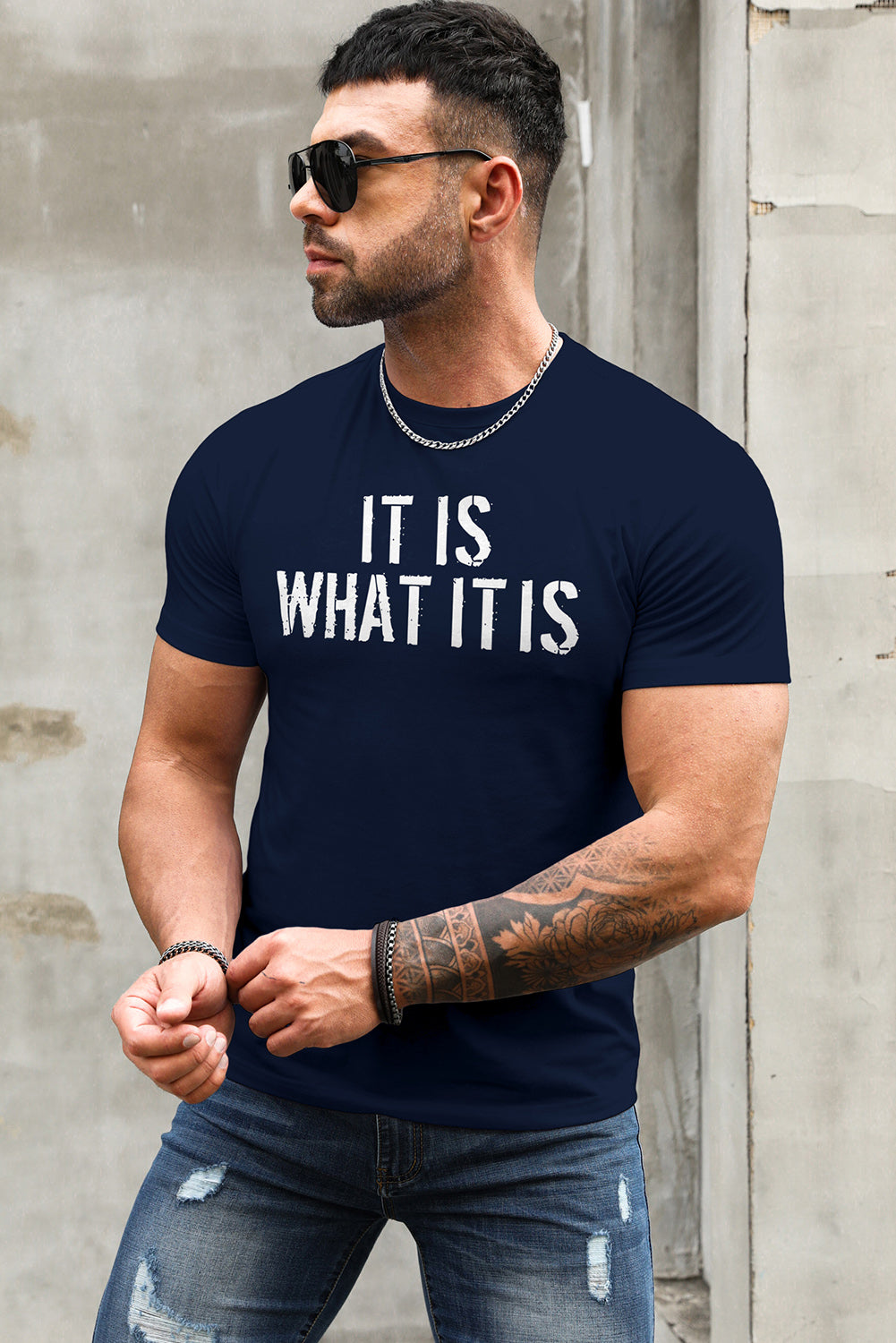 Letter Print Sheath Short Sleeve Men's T Shirt