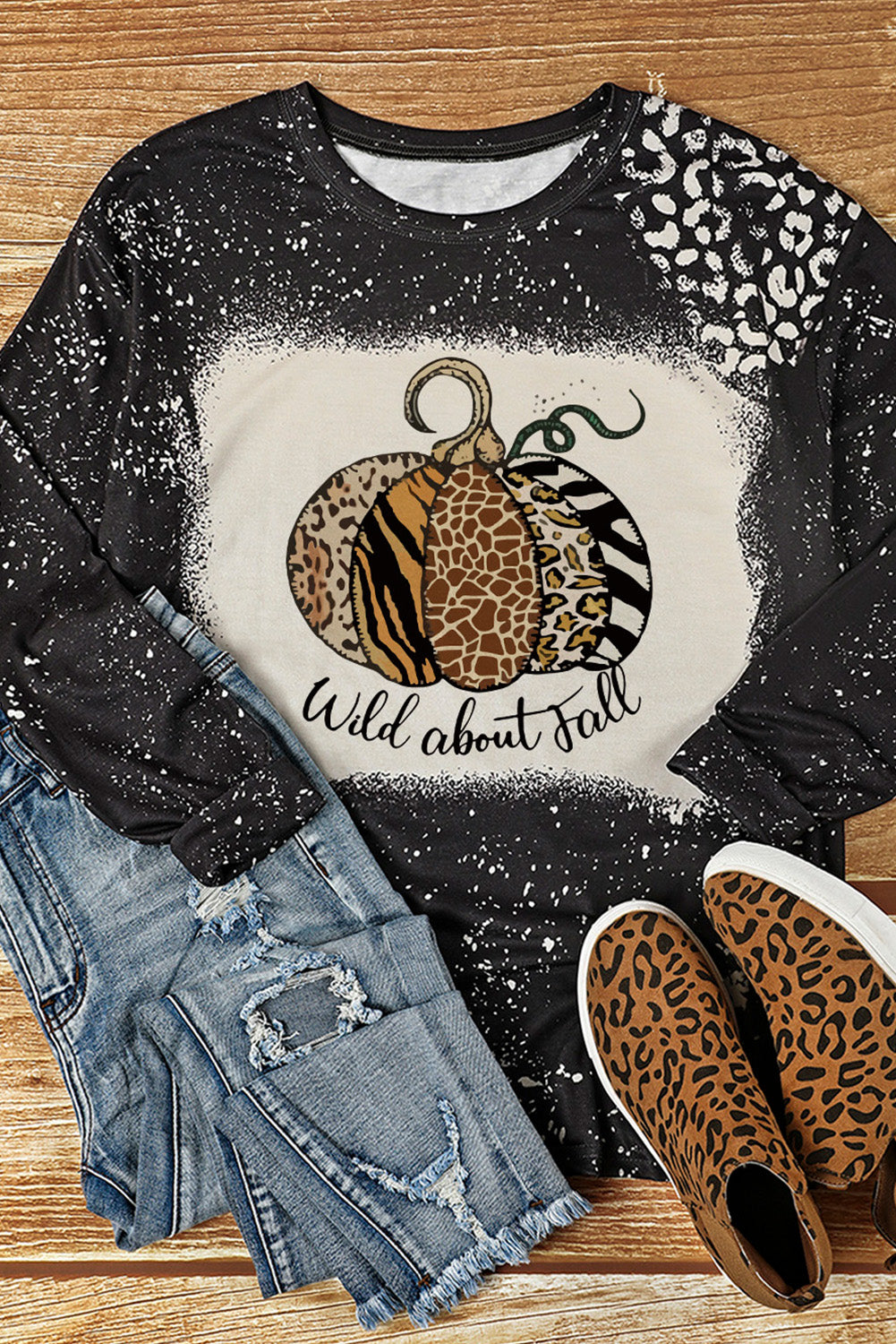Retro Bleached Leopard Spot Pullover