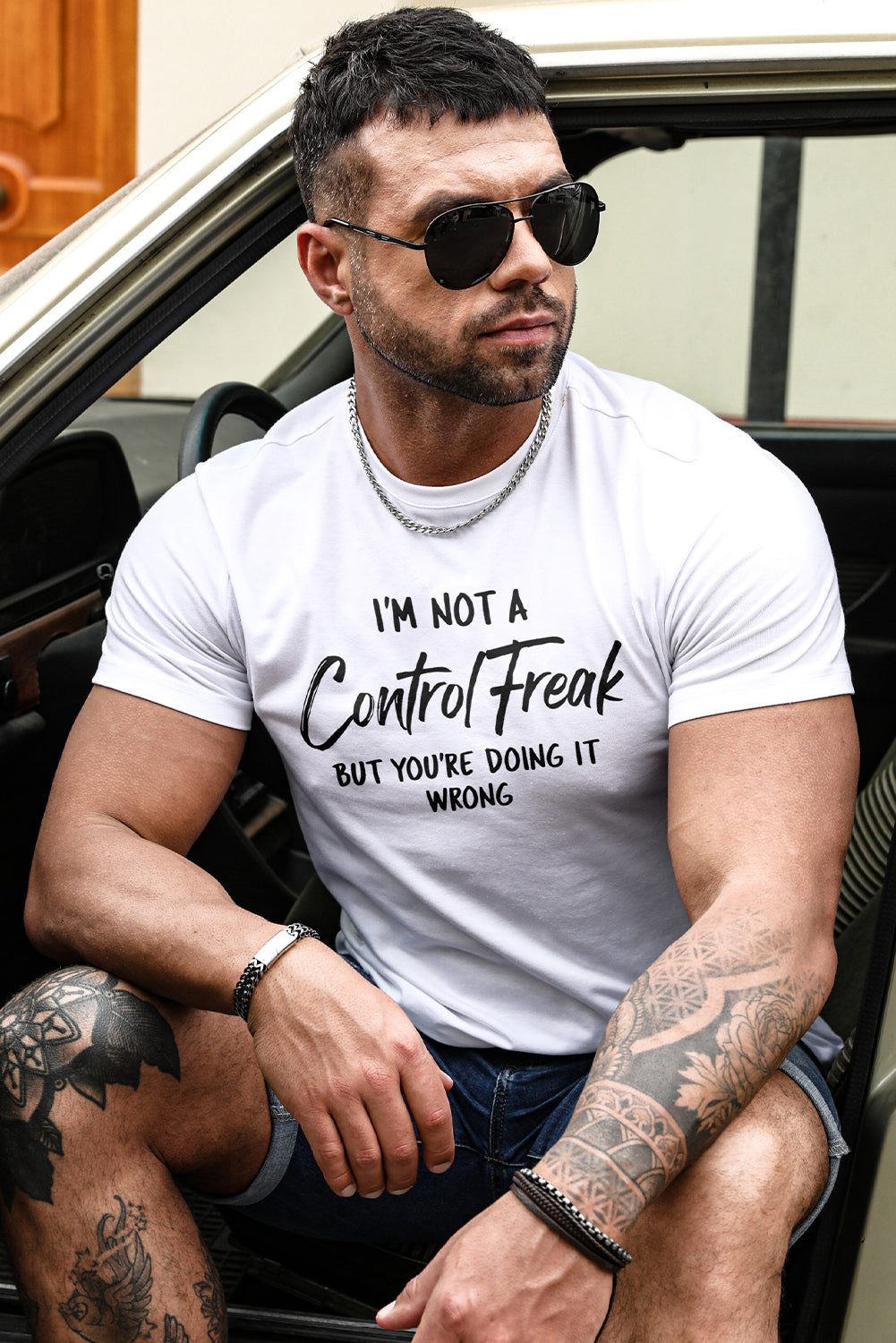 Letter Print Sheath Short Sleeve Men's T Shirt