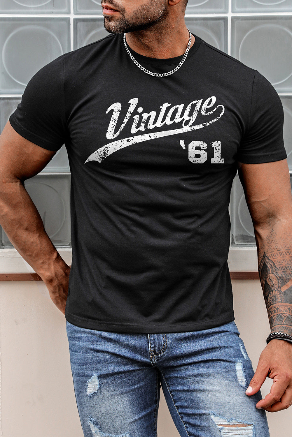 Letter Print Sheath Short Sleeve Men's T Shirt