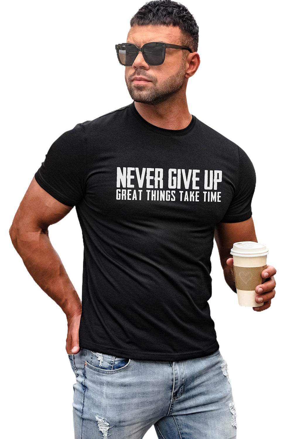 Letter Print Sheath Short Sleeve Men's T Shirt