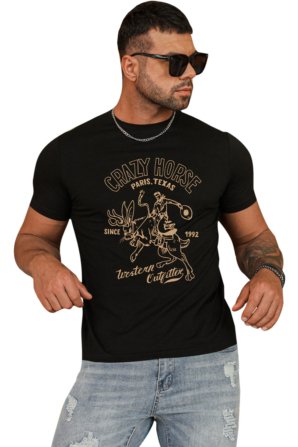 Letter Print Sheath Short Sleeve Men's T Shirt
