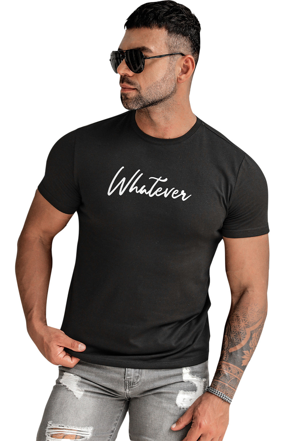 Letter Print Sheath Short Sleeve Men's T Shirt