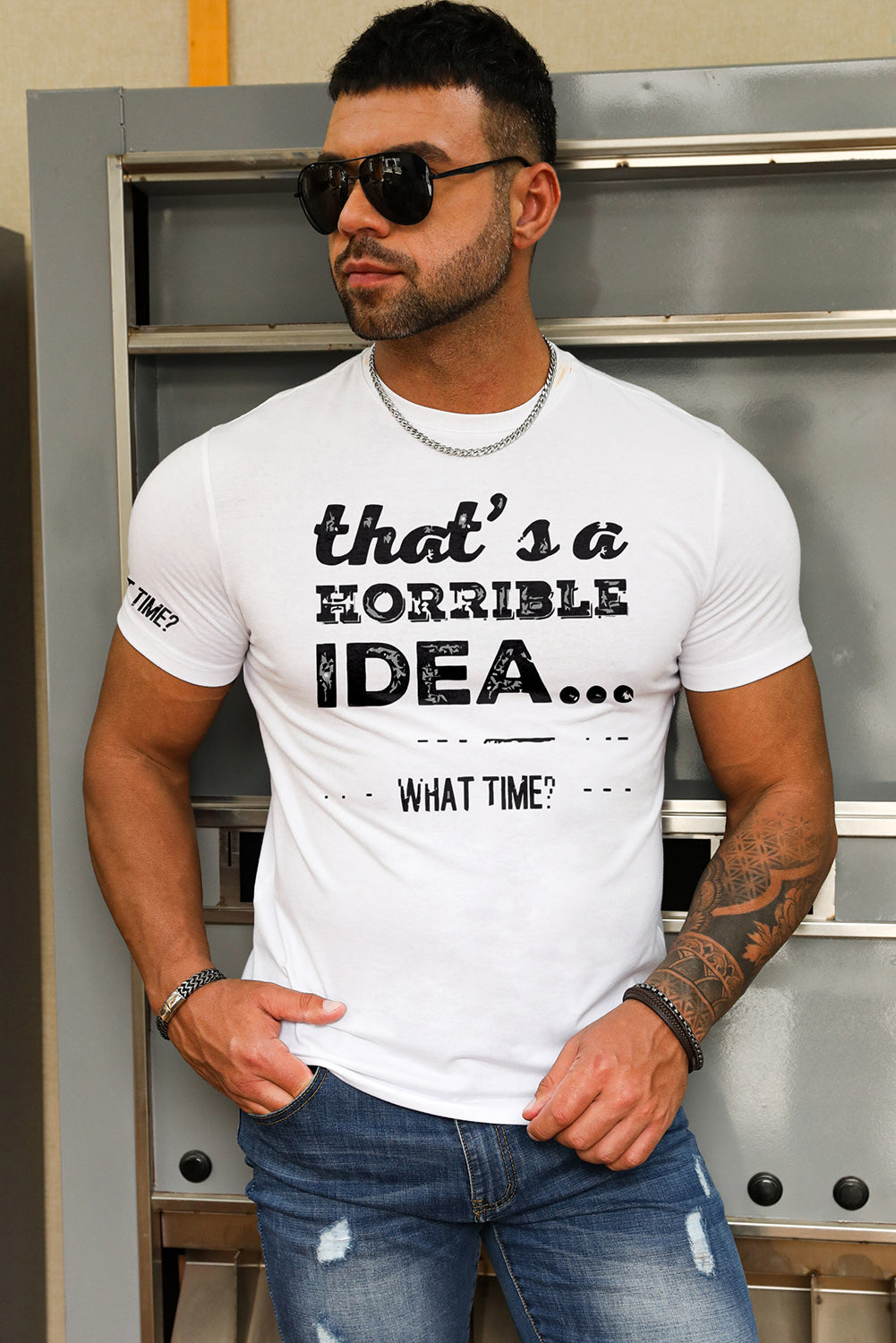 Letter Print Sheath Short Sleeve Men's T Shirt