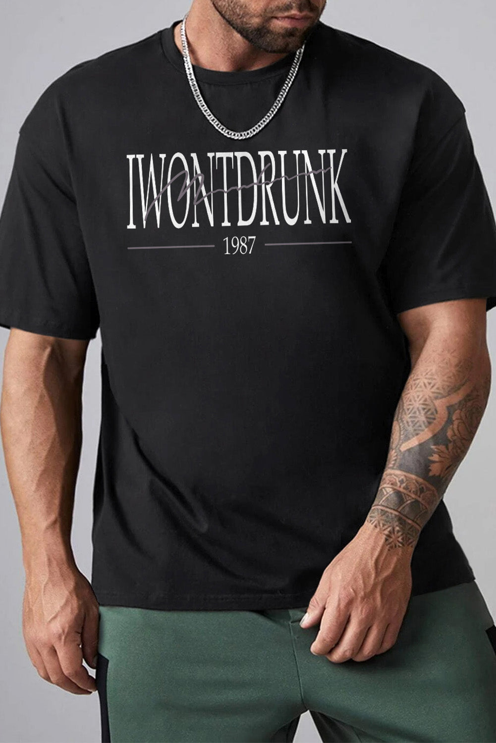 DO IT Letter Print O Neck Men's Oversized Tee