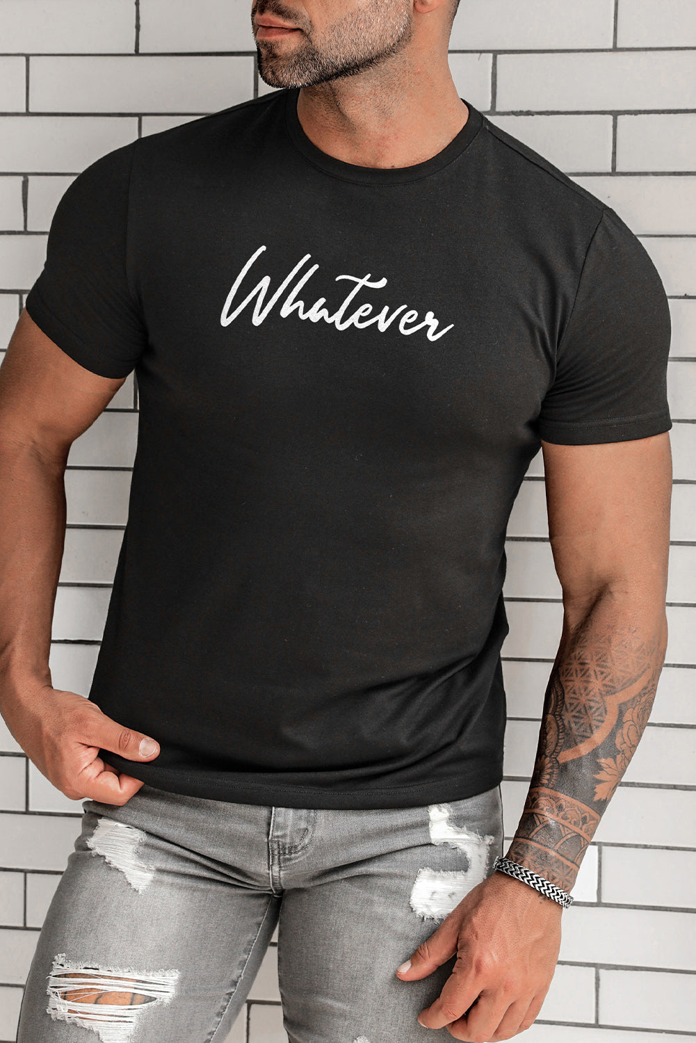Letter Print Sheath Short Sleeve Men's T Shirt