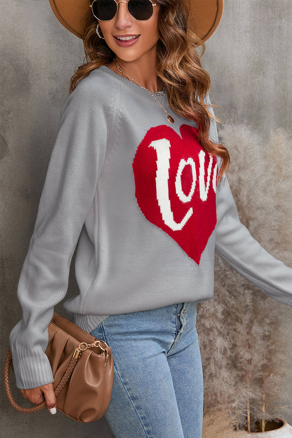 Love Heart Graphic Pattern Knit Sweater