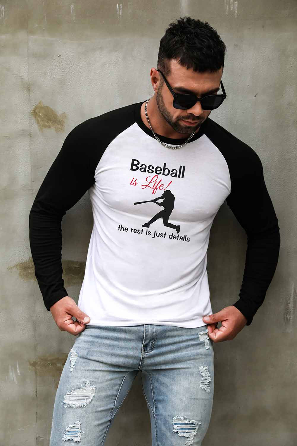 Men's Letter Skull Print Color Block Long Sleeve Top