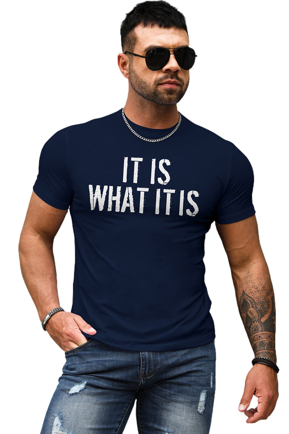 Letter Print Sheath Short Sleeve Men's T Shirt
