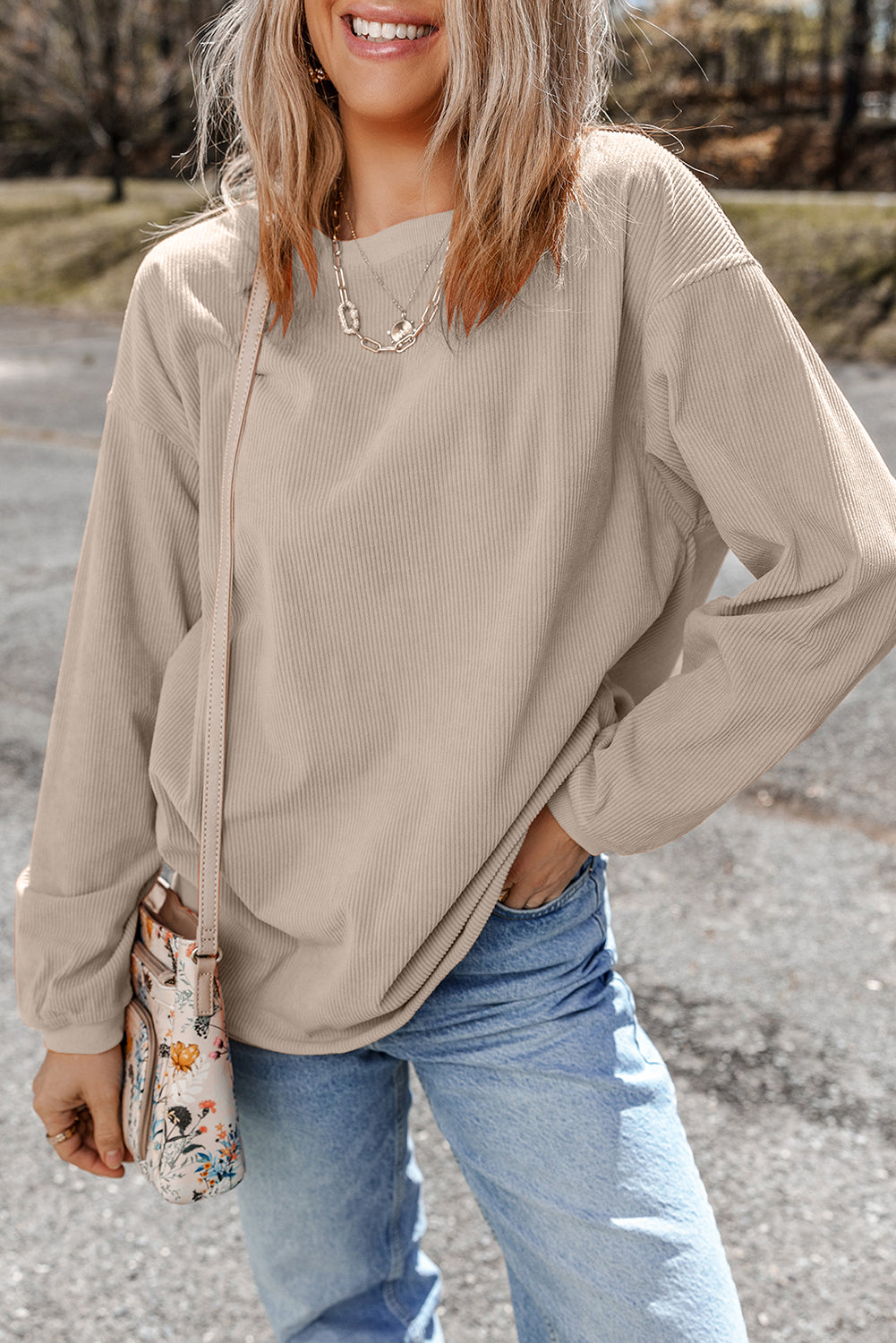 Orange JOLENE Ribbed Corded Oversized Sweatshirt