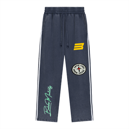 Snow Washed Contrast Tape Sweatpants