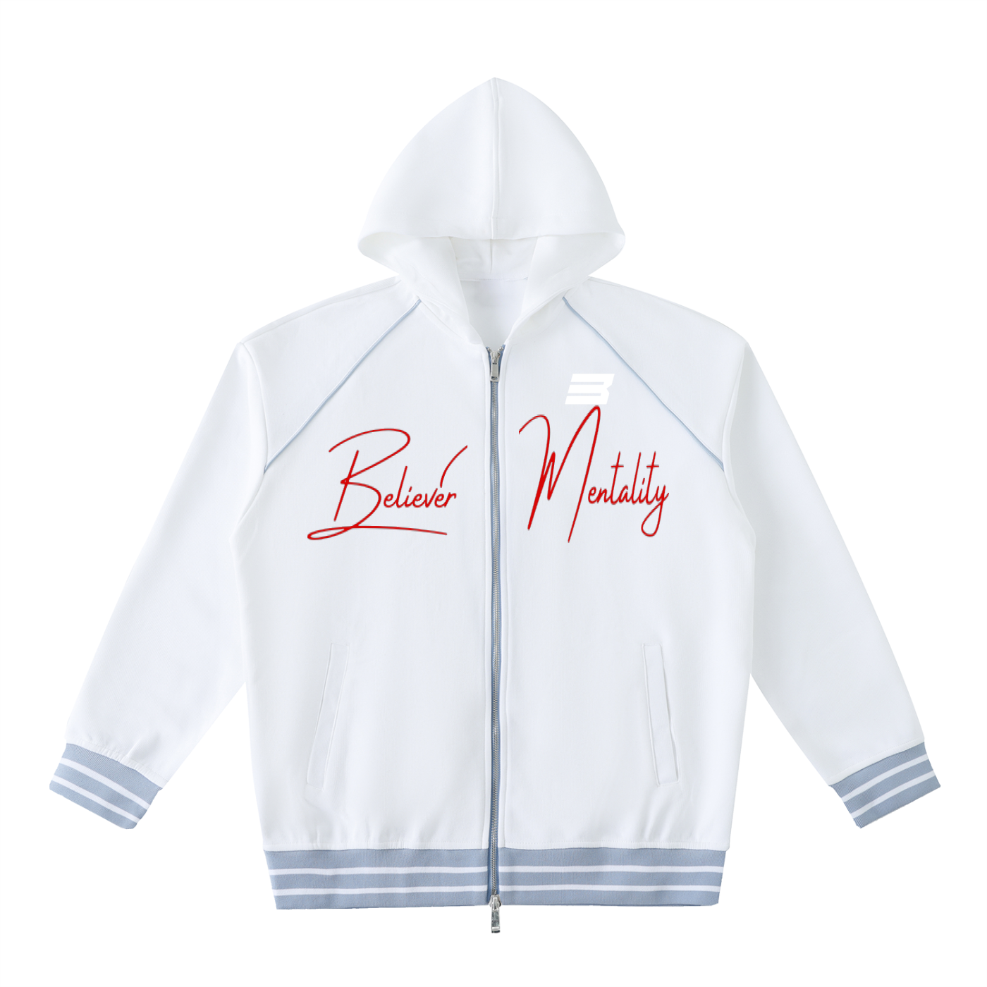 Striped Trim Zip-Up Hoodie