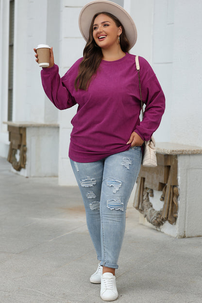 Orange JOLENE Ribbed Corded Oversized Sweatshirt