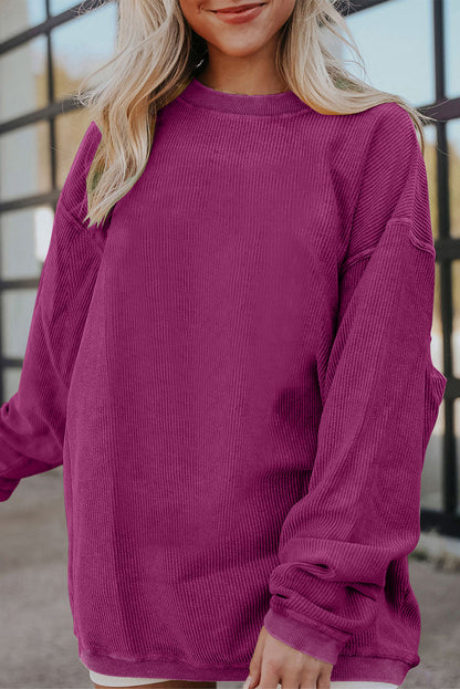 Orange JOLENE Ribbed Corded Oversized Sweatshirt