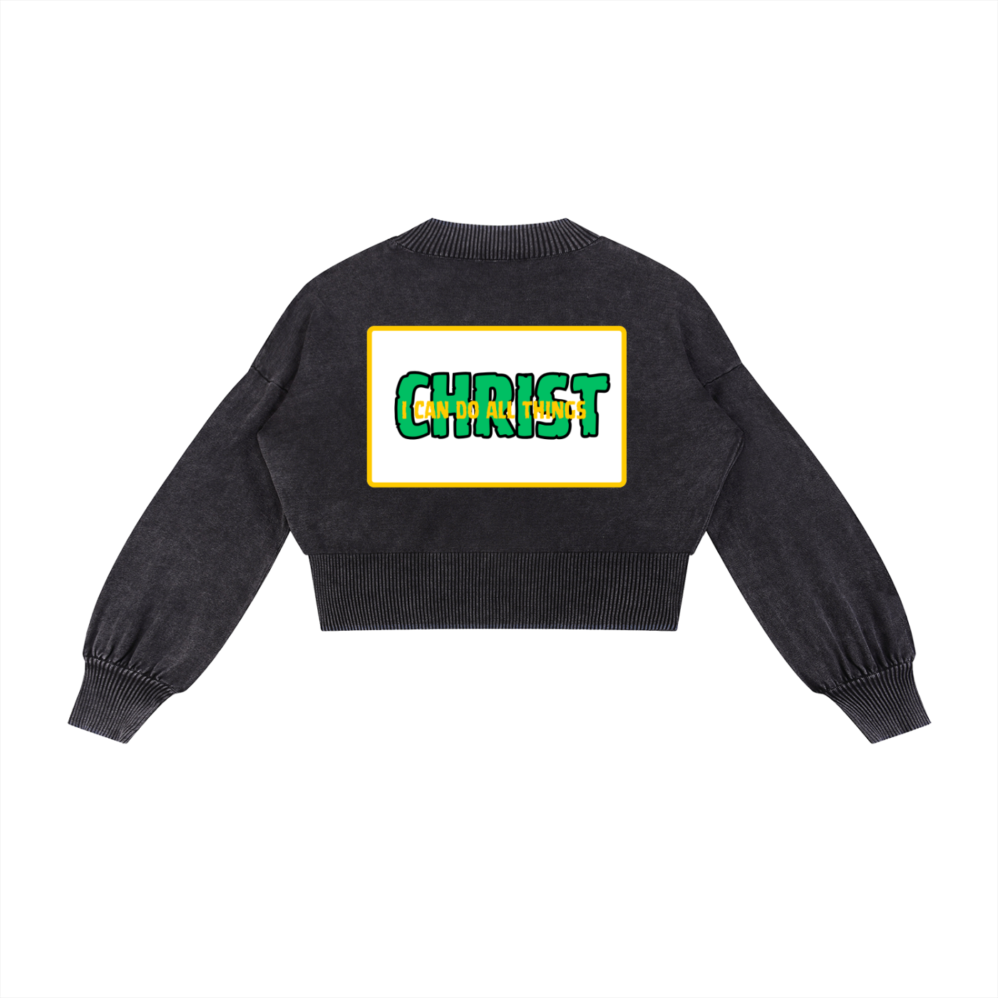 Women's Mineral Wash Balloon Sleeve Cropped Sweater