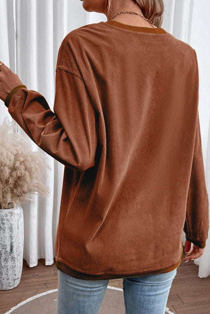 Orange JOLENE Ribbed Corded Oversized Sweatshirt