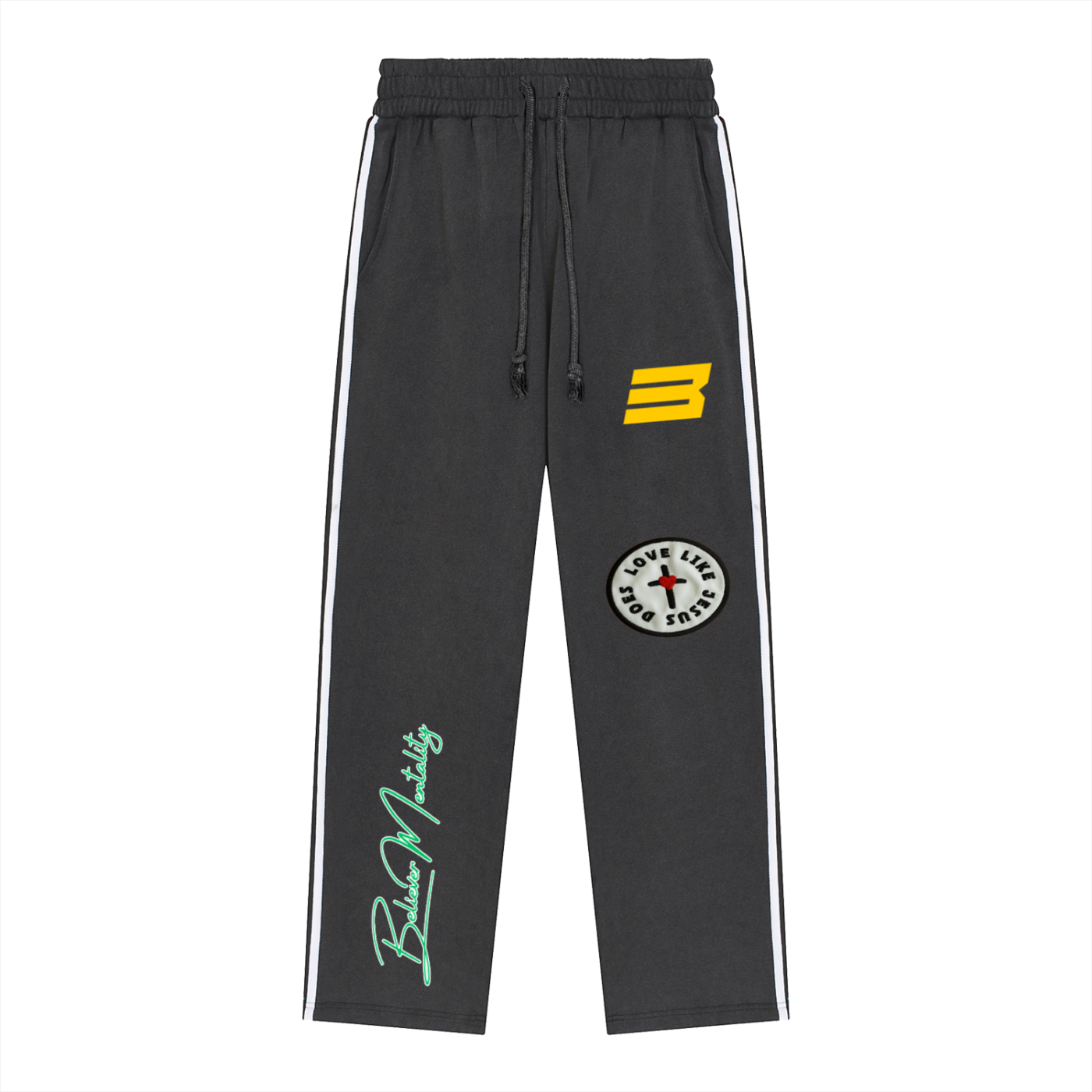 Snow Washed Contrast Tape Sweatpants