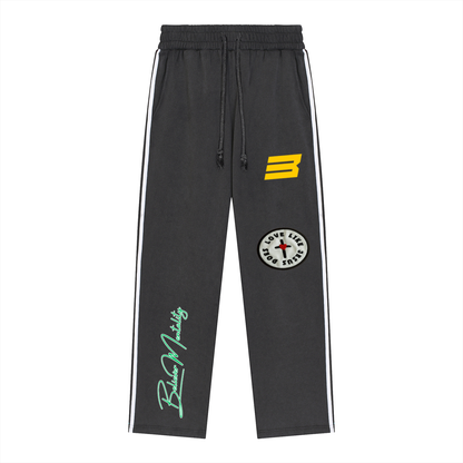 Snow Washed Contrast Tape Sweatpants