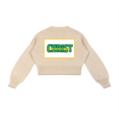 Women's Mineral Wash Balloon Sleeve Cropped Sweater