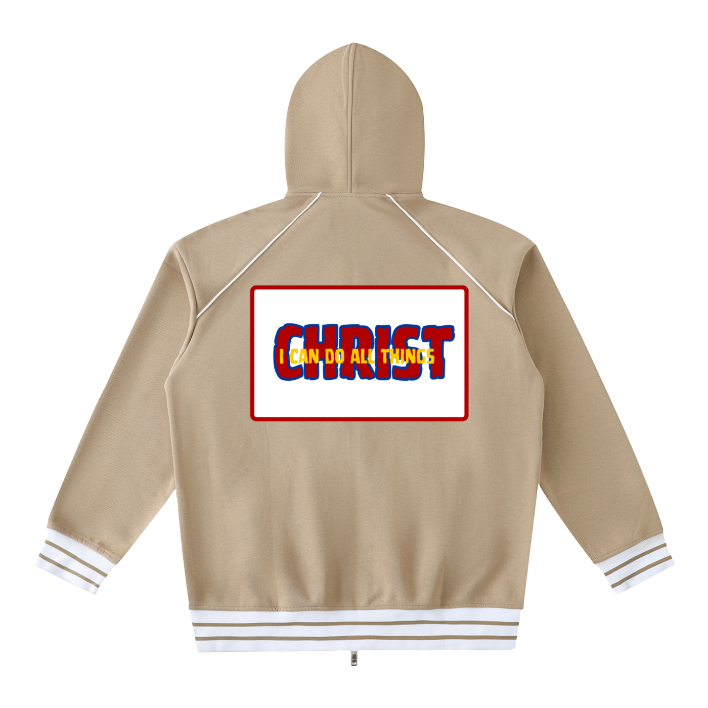 Striped Trim Zip-Up Hoodie