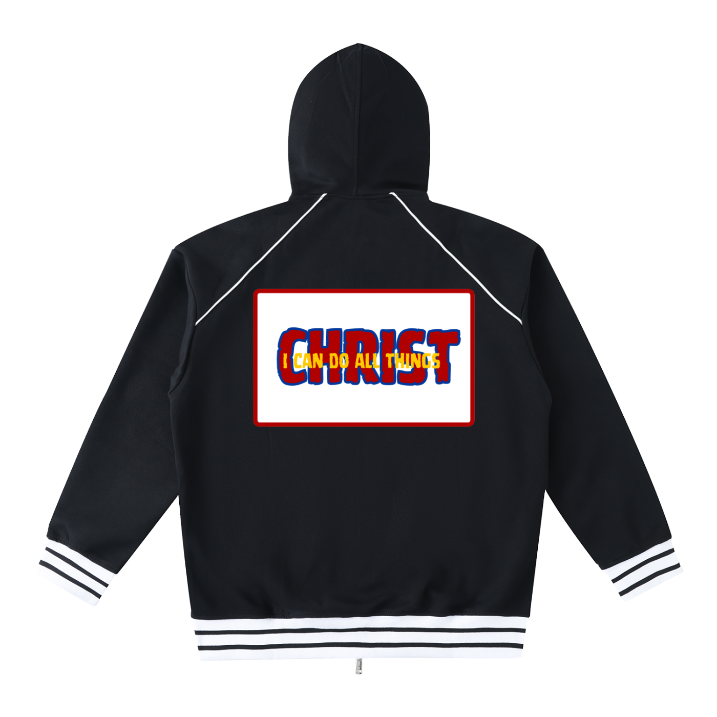 Striped Trim Zip-Up Hoodie