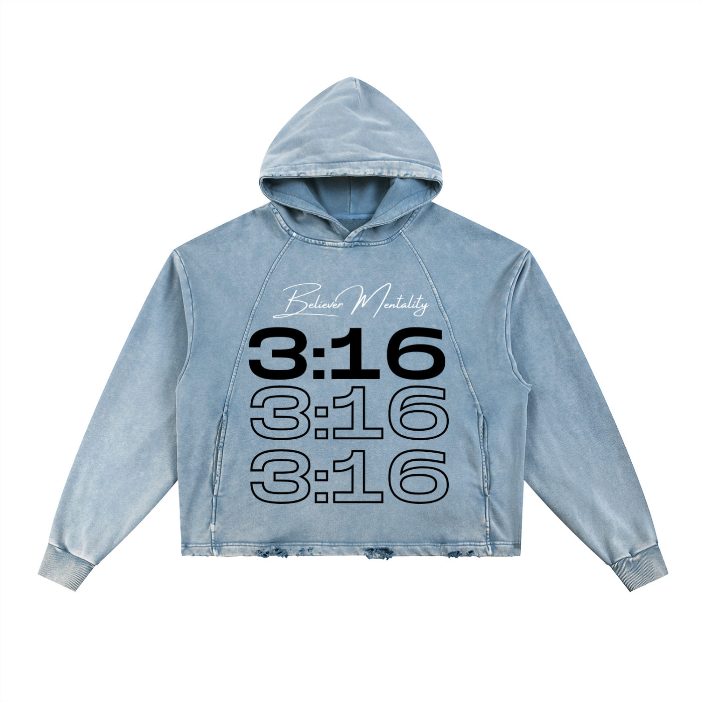 Vintage Washed Frayed-Hem Hoodie