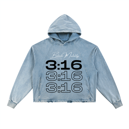 Vintage Washed Frayed-Hem Hoodie