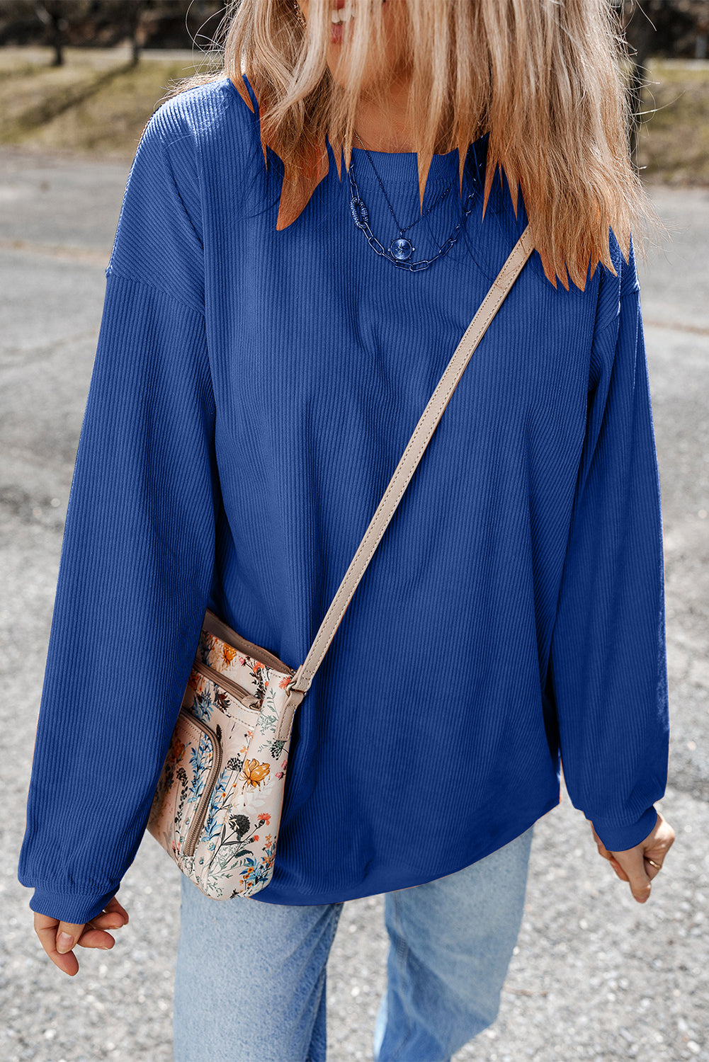 Orange JOLENE Ribbed Corded Oversized Sweatshirt