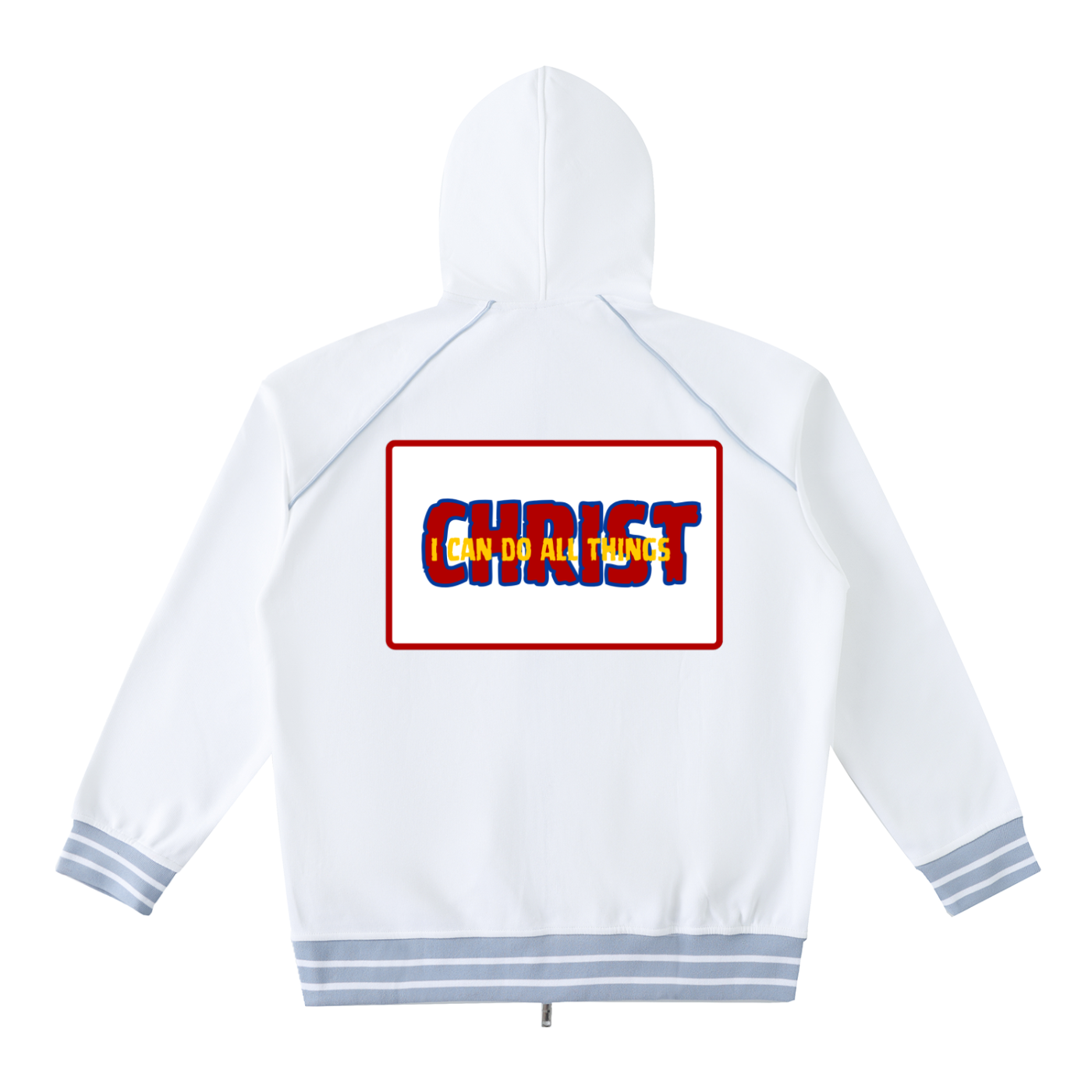 Striped Trim Zip-Up Hoodie