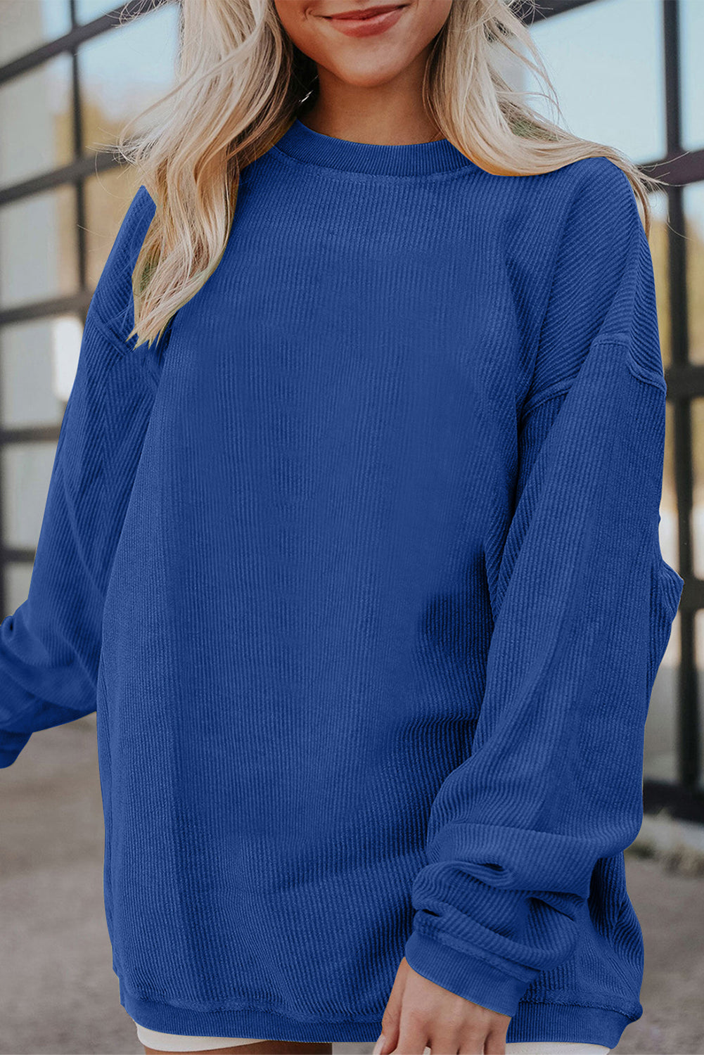 Orange JOLENE Ribbed Corded Oversized Sweatshirt