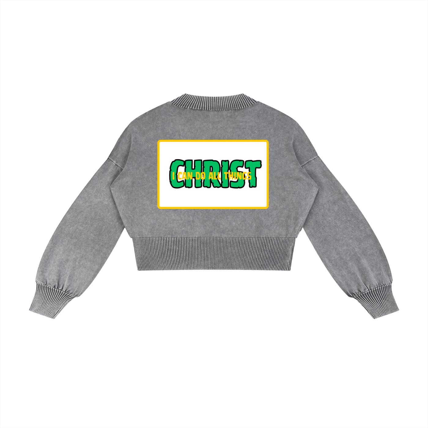 Women's Mineral Wash Balloon Sleeve Cropped Sweater