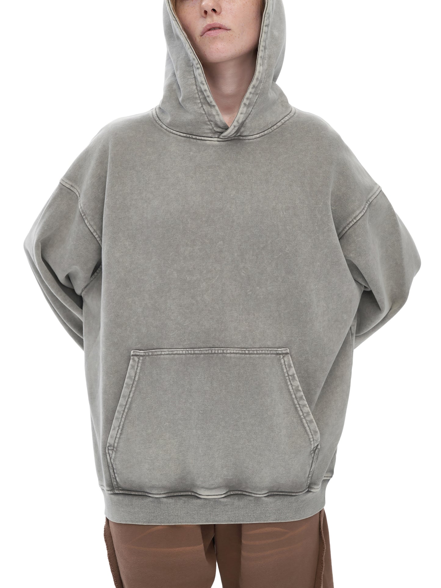 Snow Washed Loose Cotton Hoodie