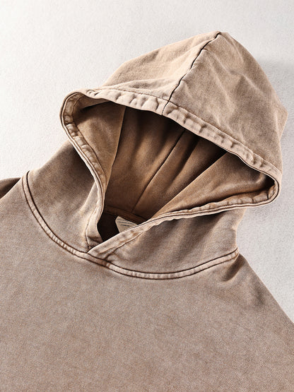 Snow Washed Loose Cotton Hoodie