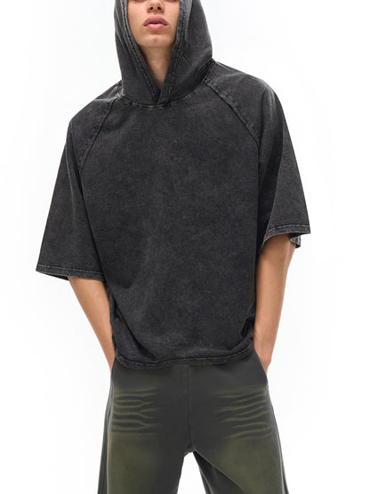 Snow Washed Hooded Boxy T-Shirt
