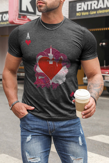 Men's Playing Cards Print Short Sleeve Graphic T-shirt
