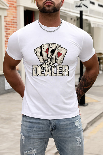 Men's Playing Cards Print Short Sleeve Graphic T-shirt