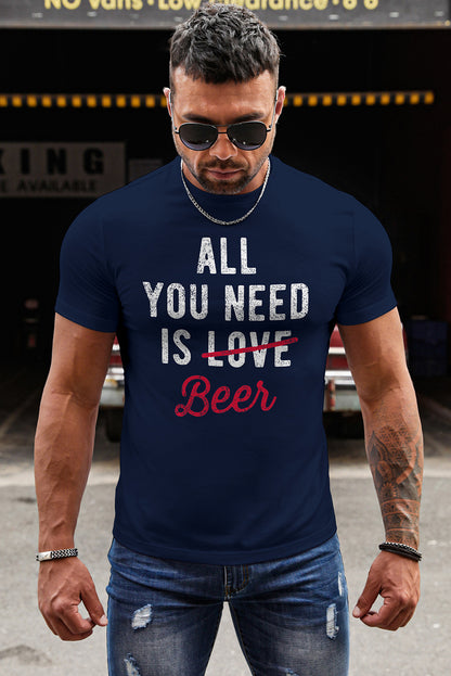 NEW YORK Letter Print Short Sleeve Men's T-shirt