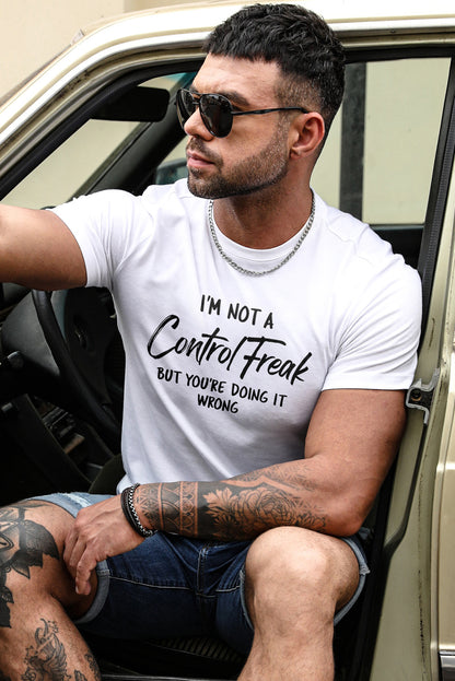 Letter Print Sheath Short Sleeve Men's T Shirt